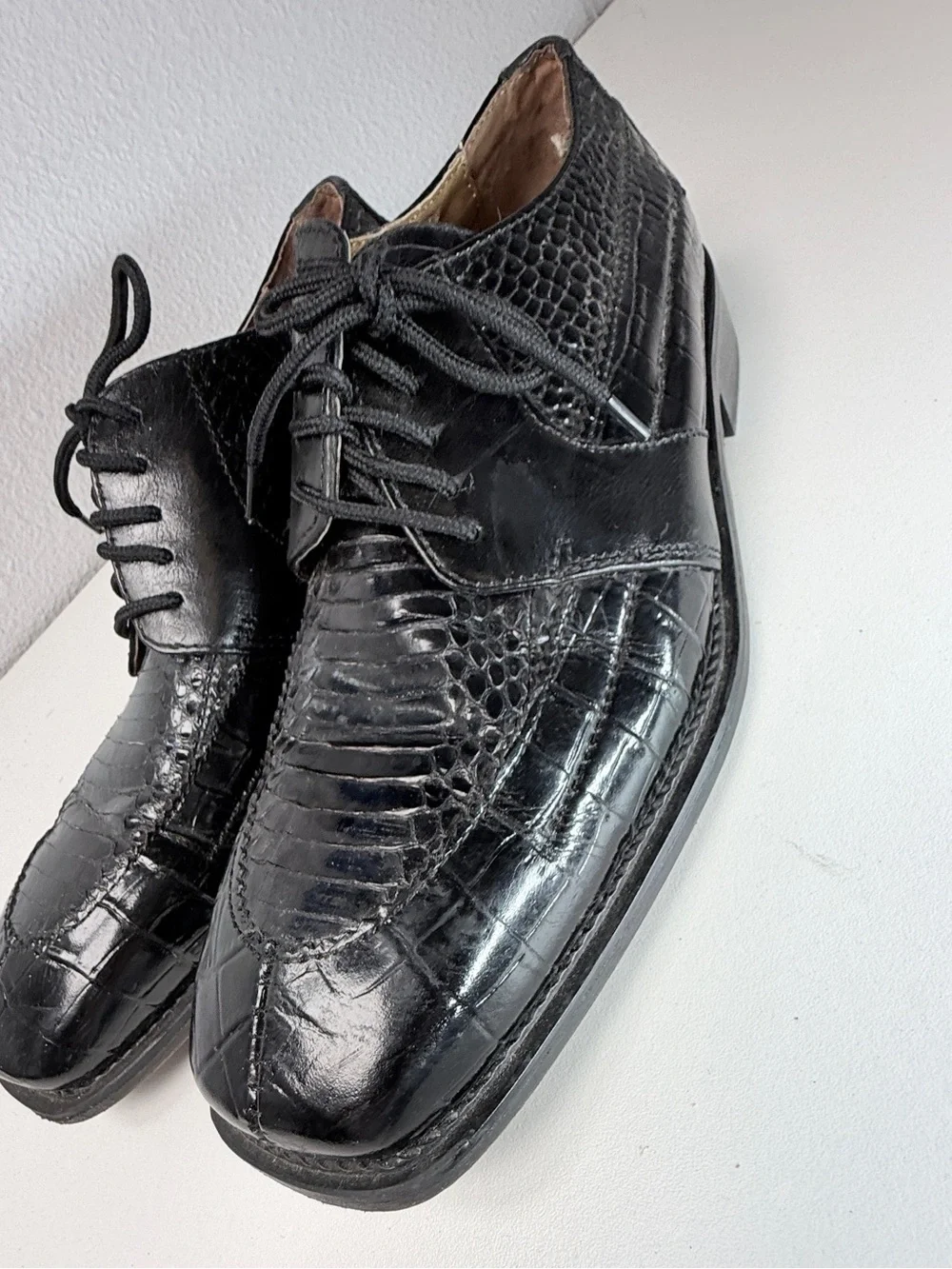 Stacy Adams Genuine Snake Leather Croc Embossed Oxford Dress Shoes men size 9